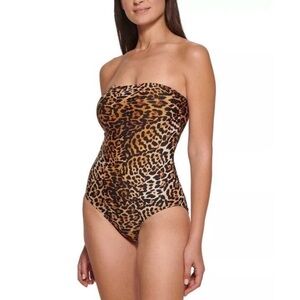 Calvin Klein Animal Print Tummy control Strapless One Piece- 14